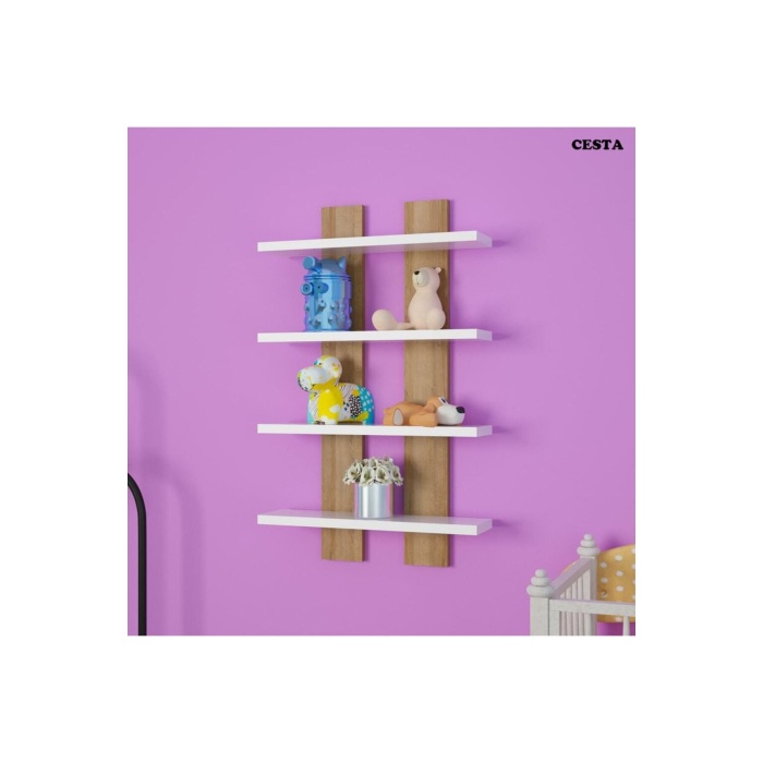 Cesta Modilayn Dört Raflı Duvar Ünitesi Dörtlü Duvar Rafı