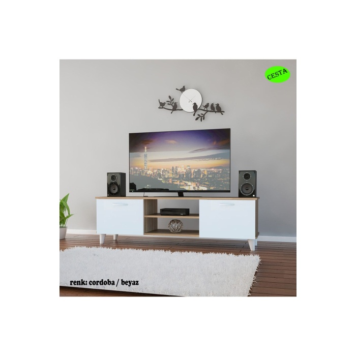 Tv Unıtesi Tv Sehpası 2 Kapaklı Televizyon Sehpası