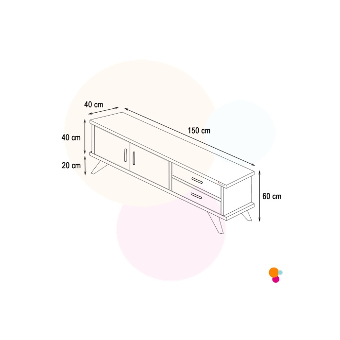 Claros Tv Sehpası Tv Ünitesi 150X40X60 cm Tv Standı