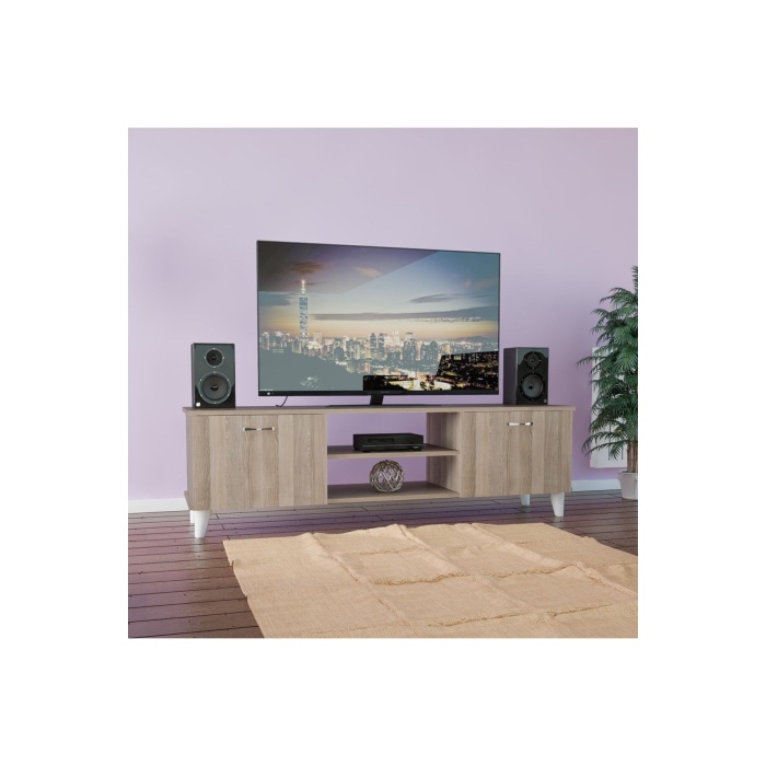 İki Kapaklı Raflı Tv Sehpası Tv Ünitesi