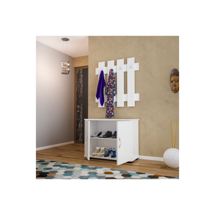 2 Kapaklı Dolaplı 4 Askılıklı Portmanto Vestiyer