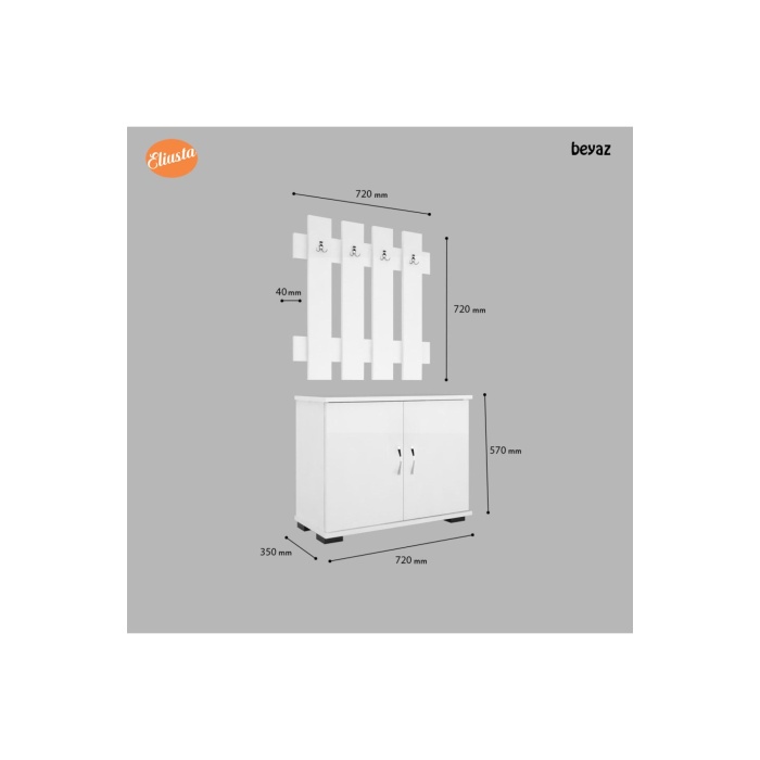 2 Kapaklı Dolaplı 4 Askılıklı Portmanto Vestiyer