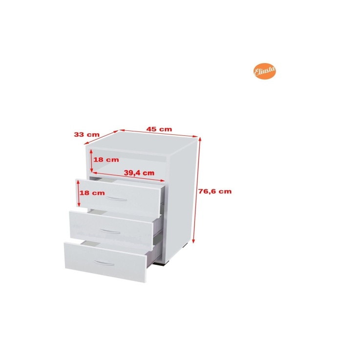 Şifonyer 3 Çekmeceli Tek Gözlü Dar Şifonyer Yatak Odası Şifonyeri