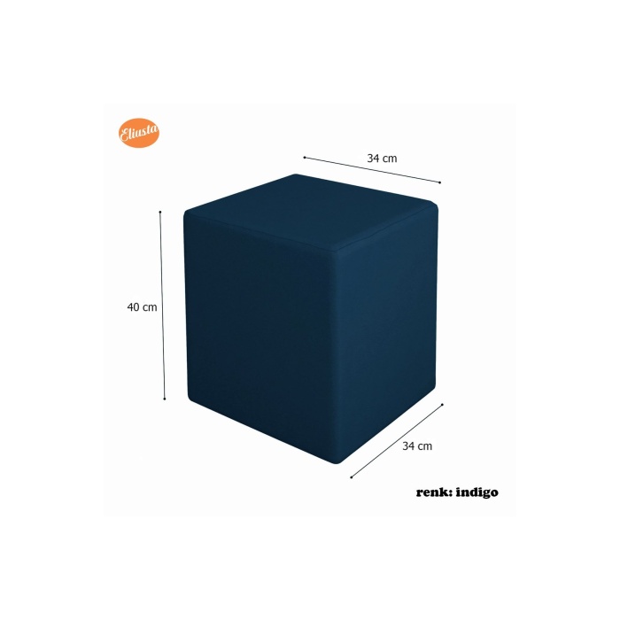 Kare Puf Tabure Ahsap Iskeletli Kumas Tabure