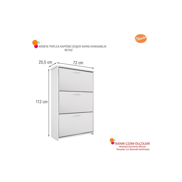 Duser Kapaklı Ayakkabılık Dolabı Üç Kapaklı Ayakkabı Dolabı