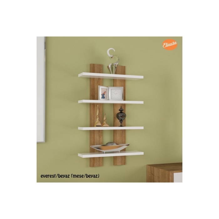 Dort Raflı Duvar Unitesi Ofis Dort Lu Kitaplık Salon Duvar Rafı
