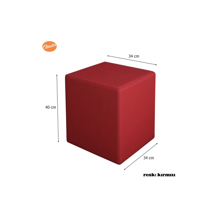 Kare Puf Tabure Ahsap Iskeletli Kumas Tabure