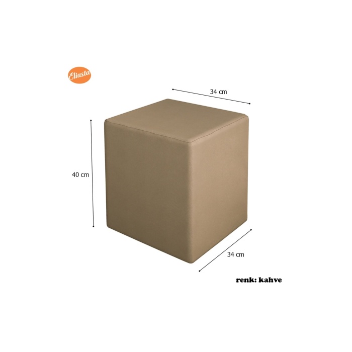 Kare Puf Tabure Ahsap Iskeletli Kumas Tabure