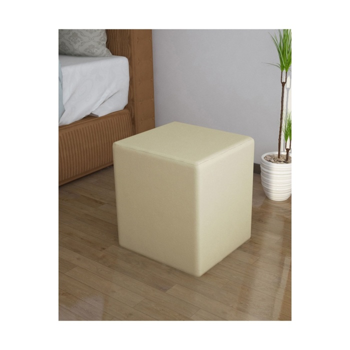 Kare Puf Tabure Ahşap İskeletli Kumaş Tabure