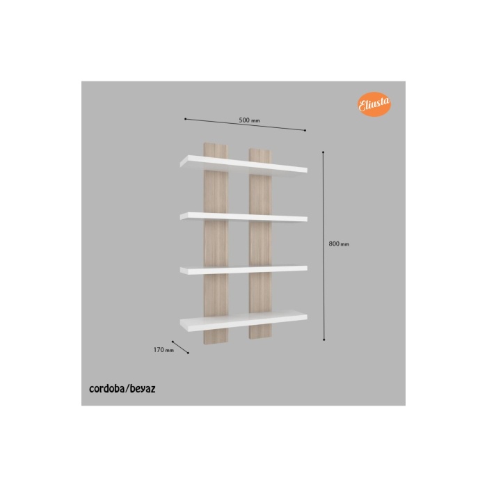 Dort Raflı Duvar Unitesi Ofis Dort Lu Kitaplık Salon Duvar Rafı