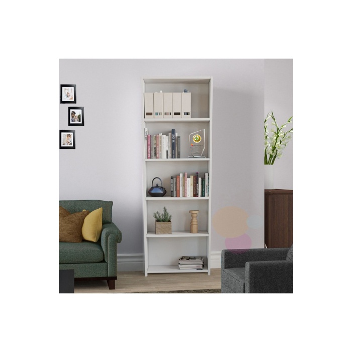 Mutfak Dolabı 5 Raflı Arkalıklı Kitaplık Ofis Dolabı Çok Amaçlı Dolap Banyo Dolabı