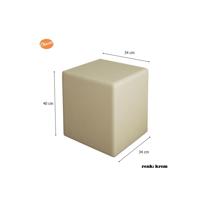 Kare Puf Tabure Ahsap Iskeletli Kumas Tabure