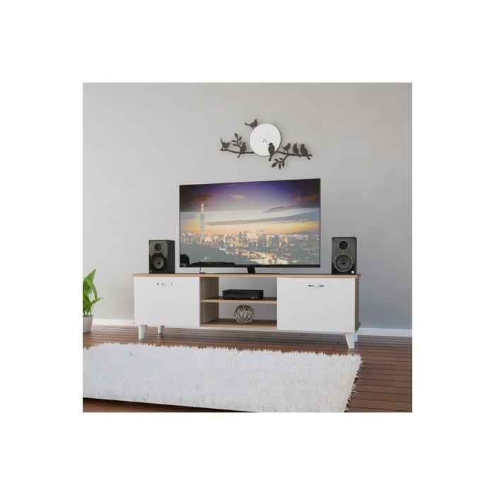 Tv Unıtesi Tv Sehpası Raflı Ve 2 Kapaklı Televizyon Sehpası