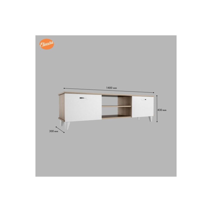 Tv Unıtesi Tv Sehpası Raflı Ve 2 Kapaklı Televizyon Sehpası