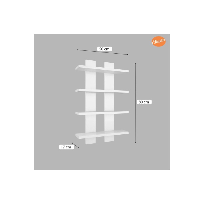 4 Raflı Duvar Unitesi Ofis 4 Lu Kitaplık Salon Duvar Rafı