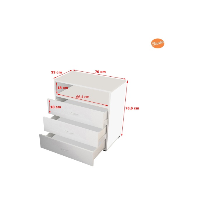 Sifonyer Yatak Odası Şifonyer 3 Çekmeceli Tek Gözlü Dolap Ofis Dolabı