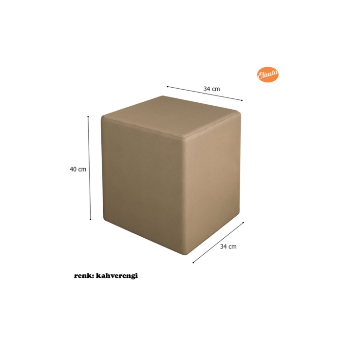 Puf Kare Tabure Ahşap Iskeletli Kadifemsi Kumaşlı Tabure Şık
