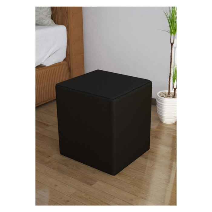 Puf Kare Tabure Kare Puf Ahşap Iskeletli Kadifemsi Kumaşlı Tabure Şık