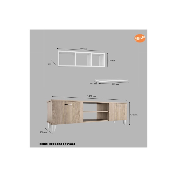 Tv Ünitesi Takımı Tv Sehpası Orta Sehpa Asma Kitaplıklı Raflı