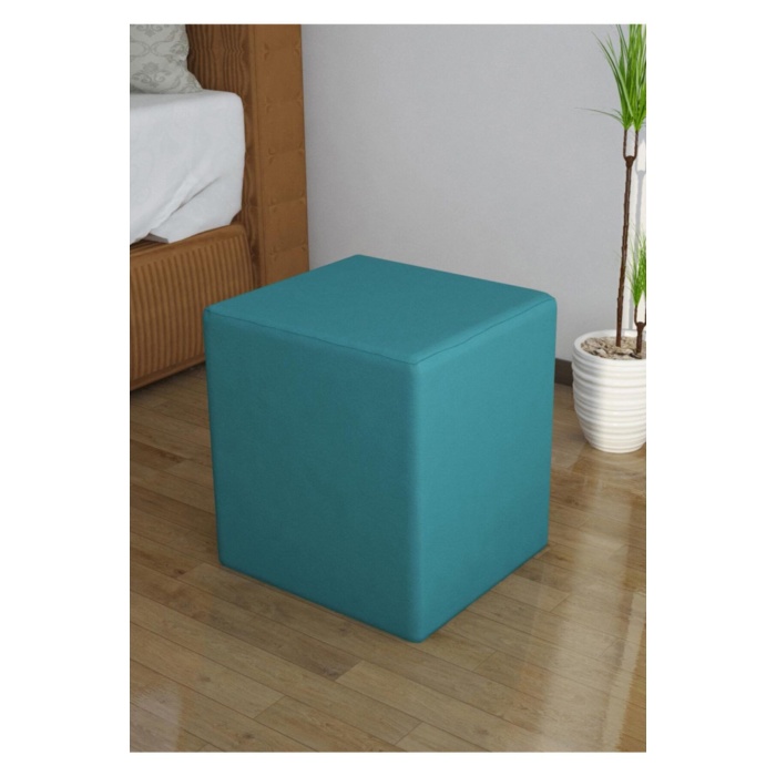 Puf Kare Tabure Kare Puf Ahşap Iskeletli Kadifemsi Kumaşlı Tabure