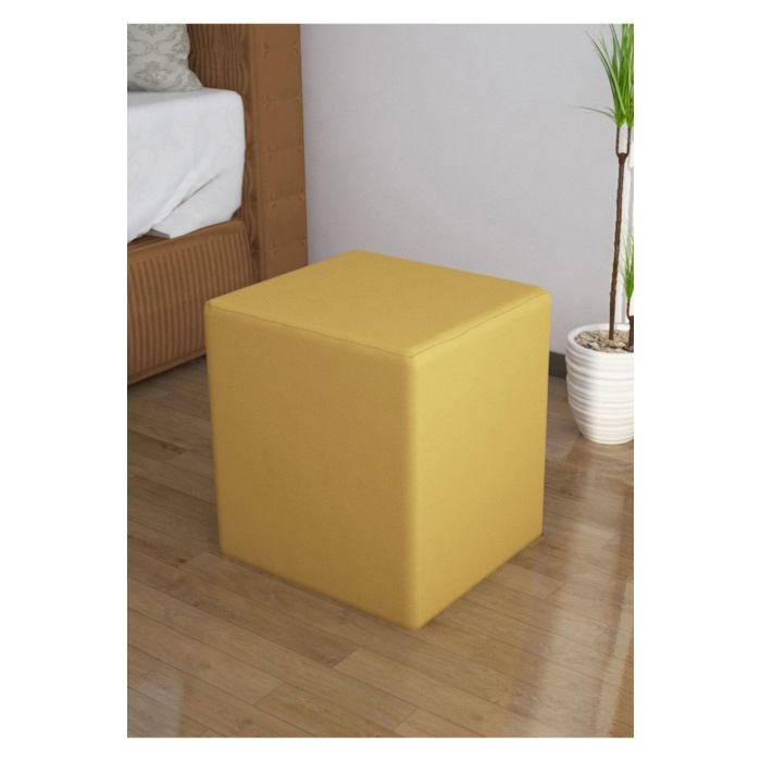 Puf Kare Tabure Kare Puf Ahşap Iskeletli Kadifemsi Kumaşlı Tabure