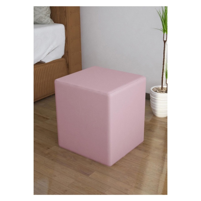 Kare Puf Ahşap İskeletli Kadifemsi Kumaşlı Tabure
