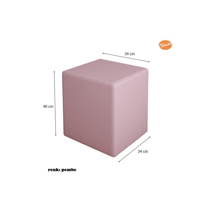 Kare Puf Ahşap İskeletli Kadifemsi Kumaşlı Tabure