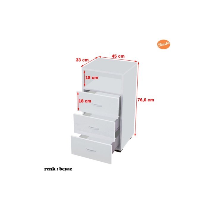 3 Çekmeceli Tek Gözlü Dar Şifonyer Ard-119
