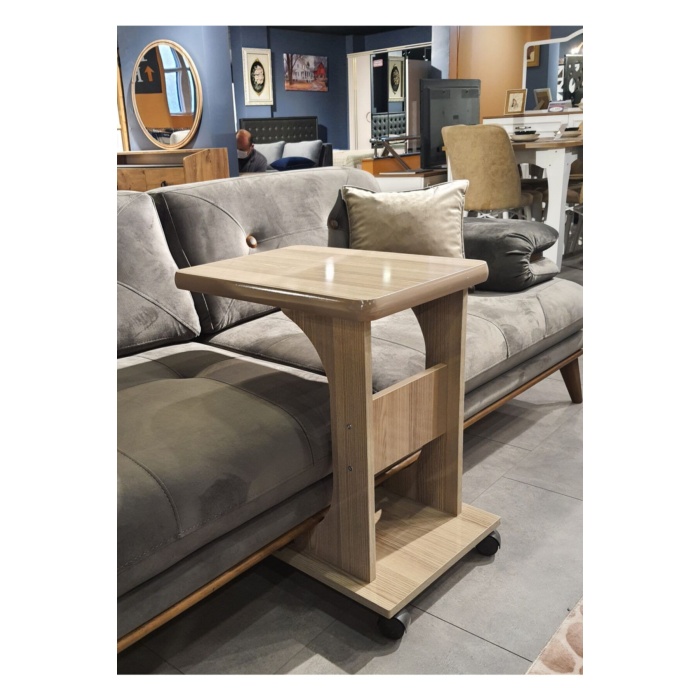 Tekerlekli C Yan Sehpa % 100 Mdf Koltuk Yanı Sehpa