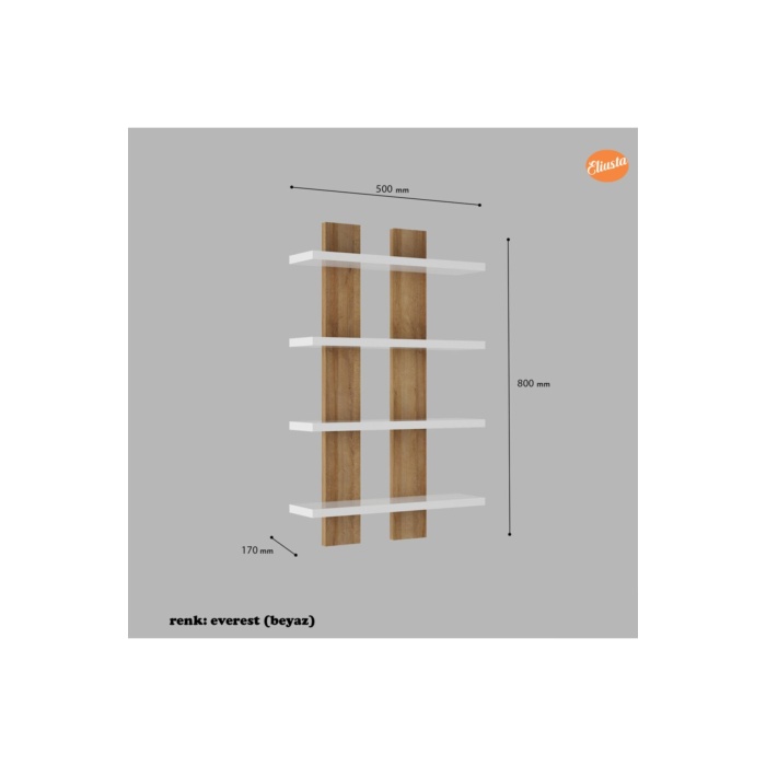 Dört Raflı Duvar Ünitesi Dörtlü Duvar Rafı Kitaplık