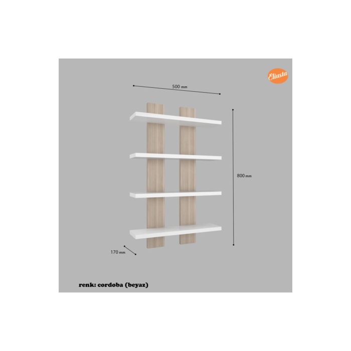 Dört Raflı Duvar Ünitesi Dörtlü Duvar Rafı Kitaplık