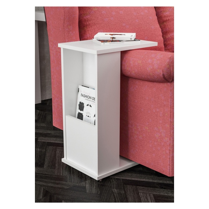 C Yan Sehpa Tekerlekli Gazatelik Koltuk Yanı Sehpah Cok Kulanışlı