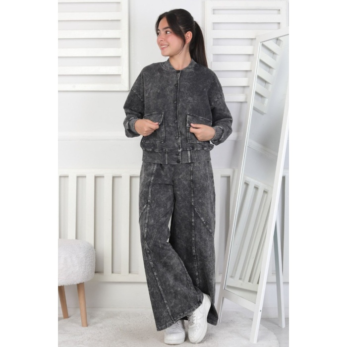 İki İplik Yıkamalı Kolej Yaka Kız Çocuk Takım