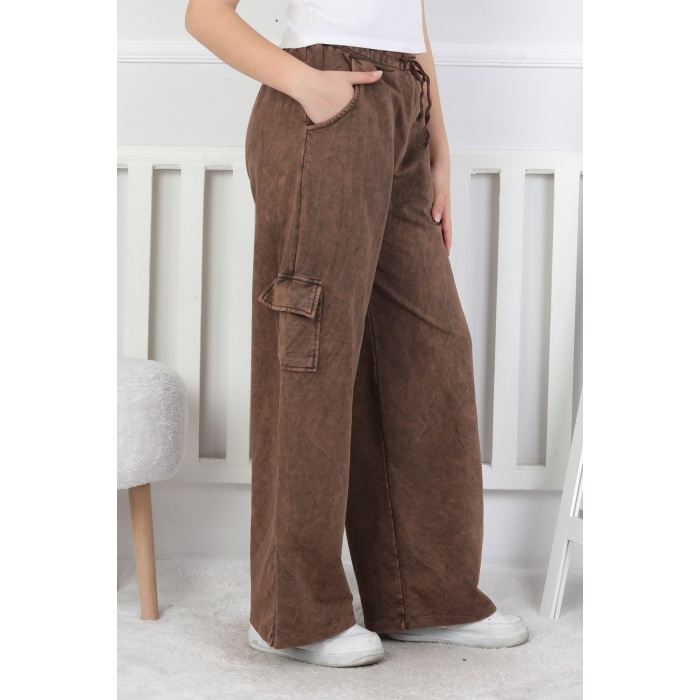 İki İplik Yıkamalı Kargo Çepli Kız Çocuk Eşofman Altı