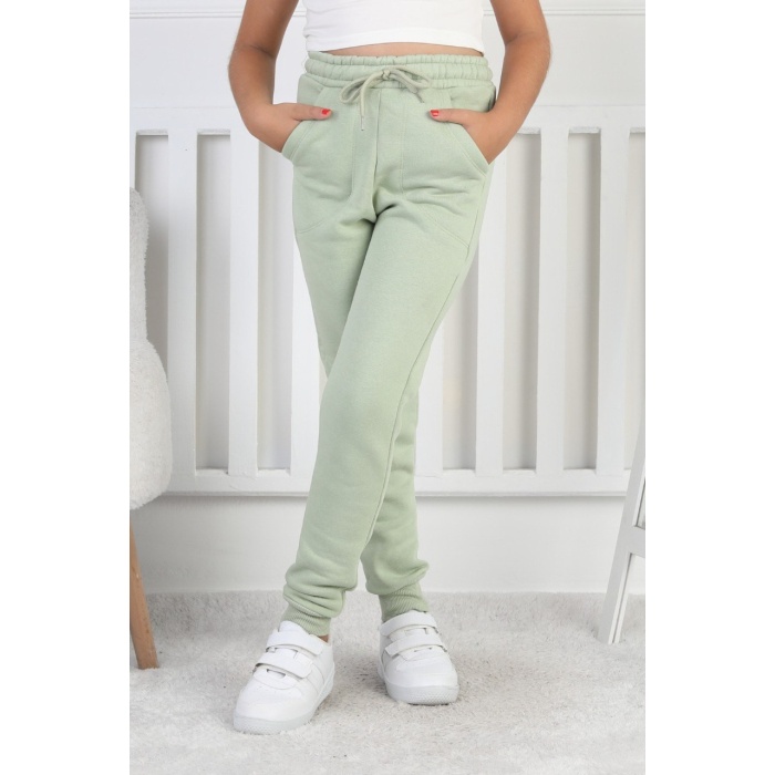 Şardonlu 3 İplik Düz Kız Çocuk Eşofman Altı