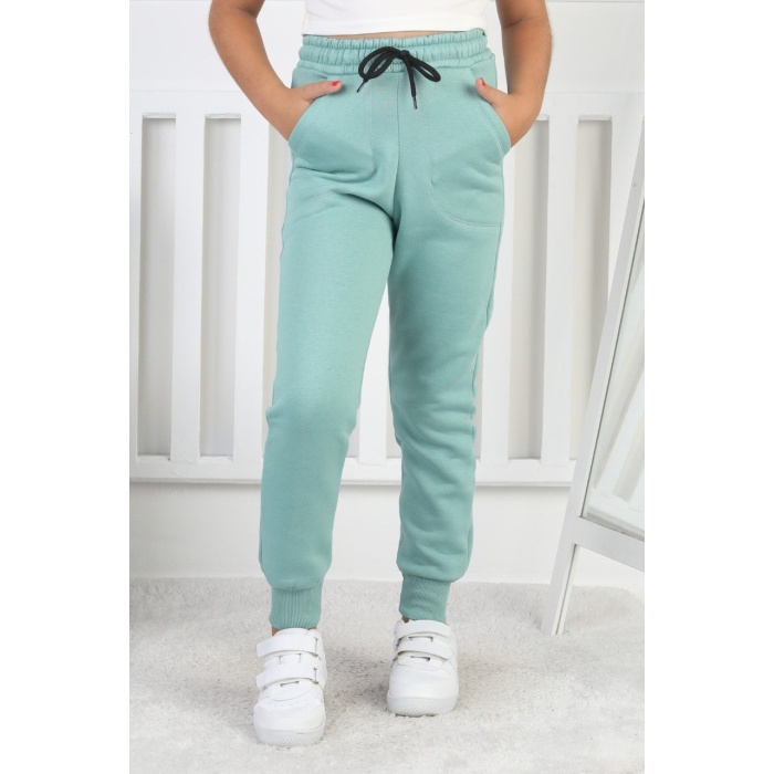 Şardonlu 3 İplik Düz Kız Çocuk Eşofman Altı