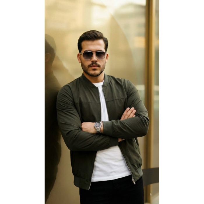 Erkek İçi Astarlı Su Geçirmez Bomber Mevsimlik Ceket - Siyah