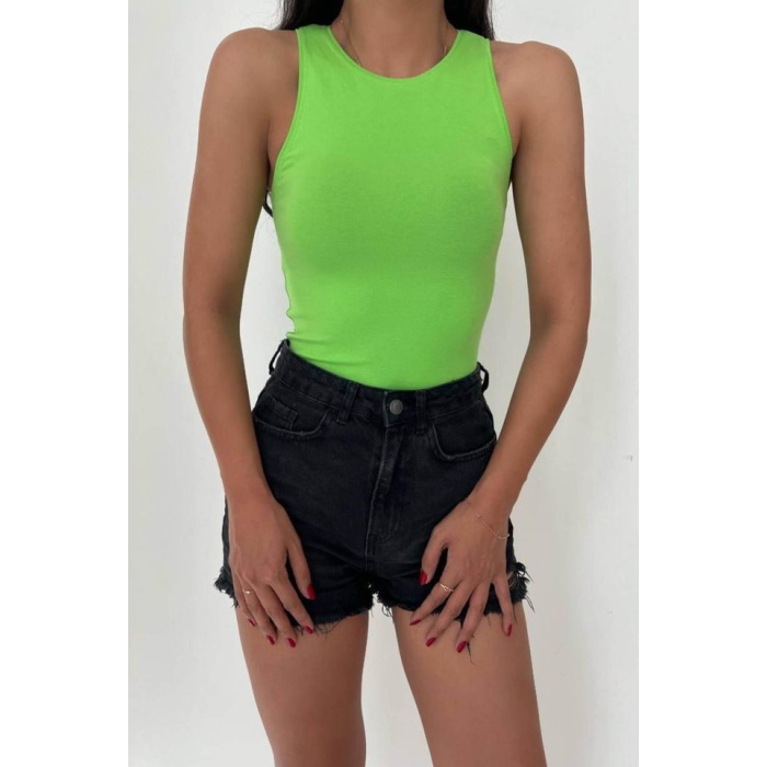 Örme Bisiklet Yaka Atlet - Fıstık Yeşili