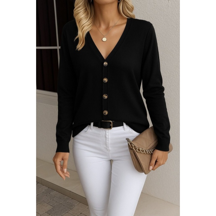 Kasın Uzun Kollu önü Düğmeli Kısa Hırka