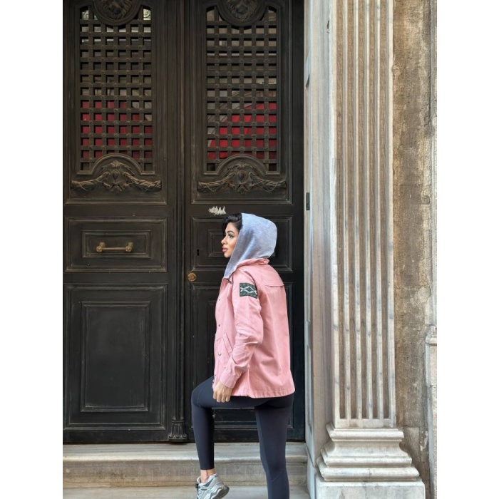 Kadın Ek Parça Kapüşon Kol Arma Detay Gabardin Ceket