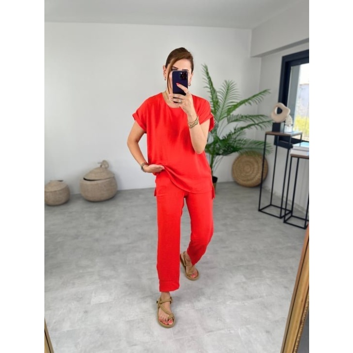 Kadın Bisiklet Yaka Paça Pensli Aerobin Kumaş İkili Takım