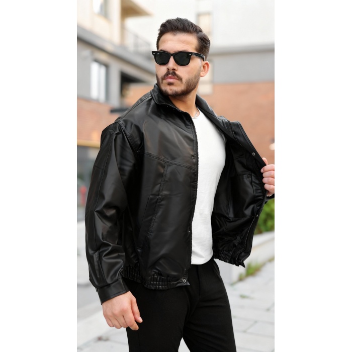 Erkek Içi Astarlı Oversize Deri Ceket