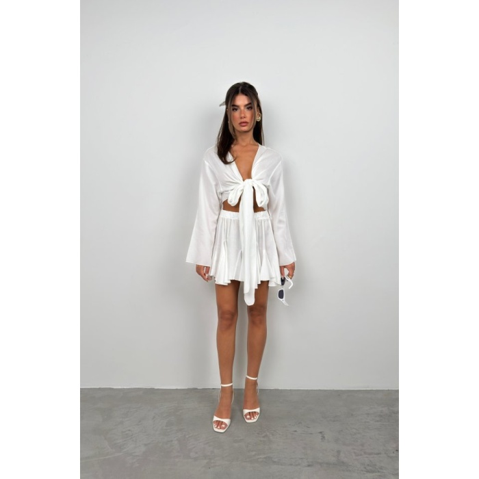 Kayık Yaka Uzun Kol Crop