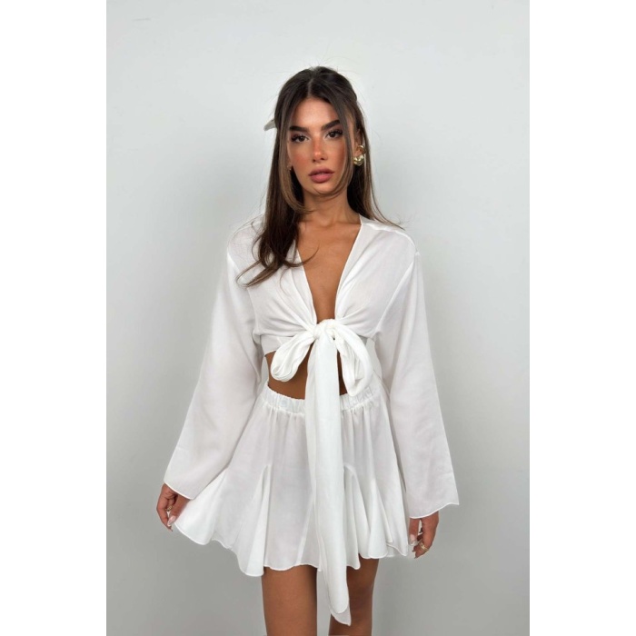 Kayık Yaka Uzun Kol Crop