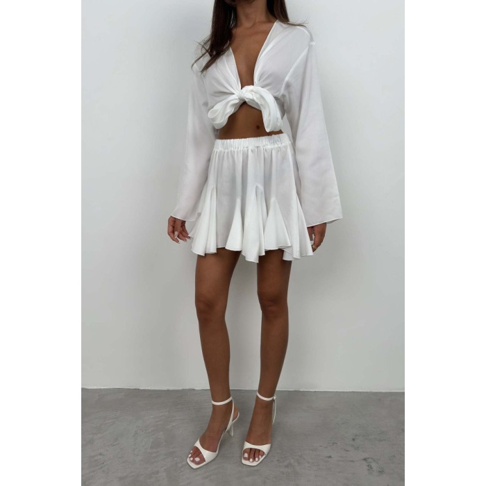 Kayık Yaka Uzun Kol Crop