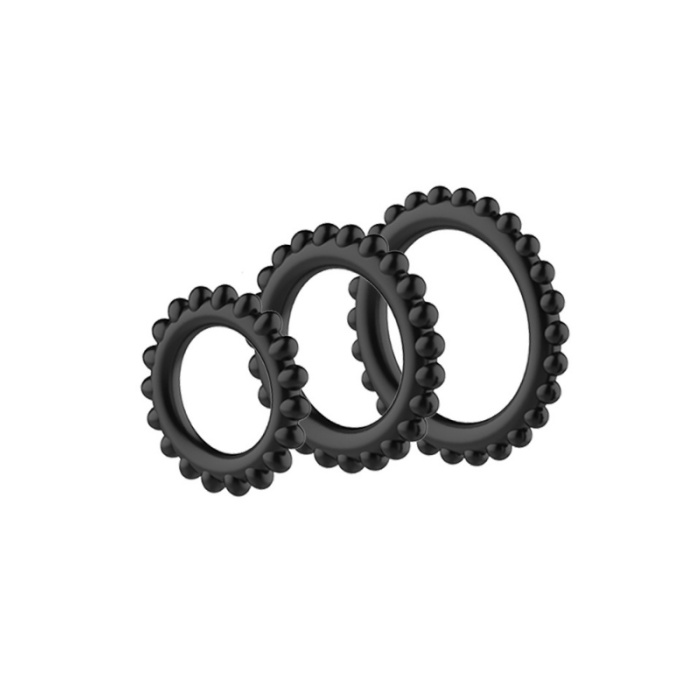 Titan 3'lü Siyah Esnek Penis Halkası Seti