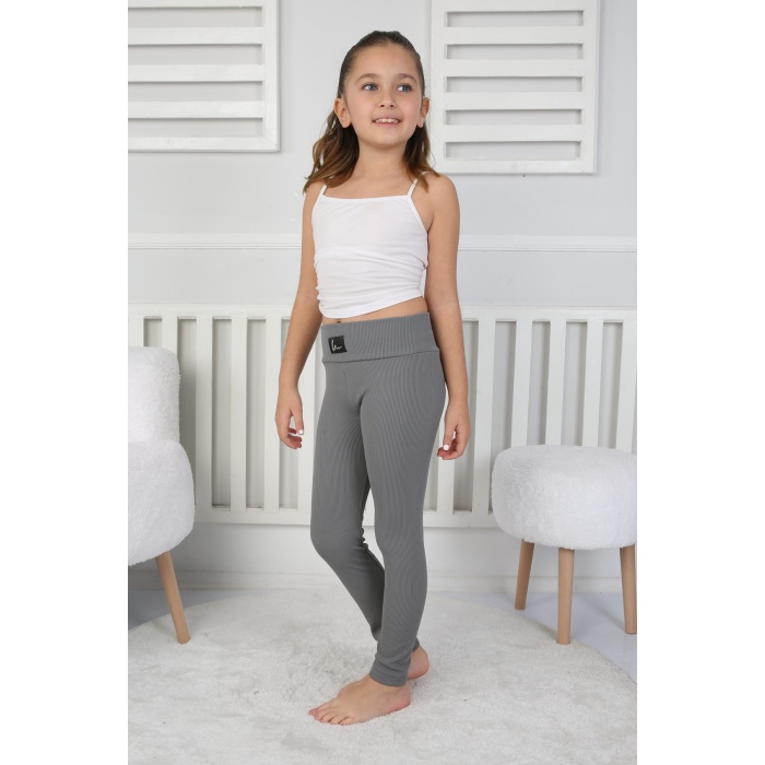 Şardonlu Fitilli Kumaş Arma Detaylı Kız Çocuk Günlük Tayt