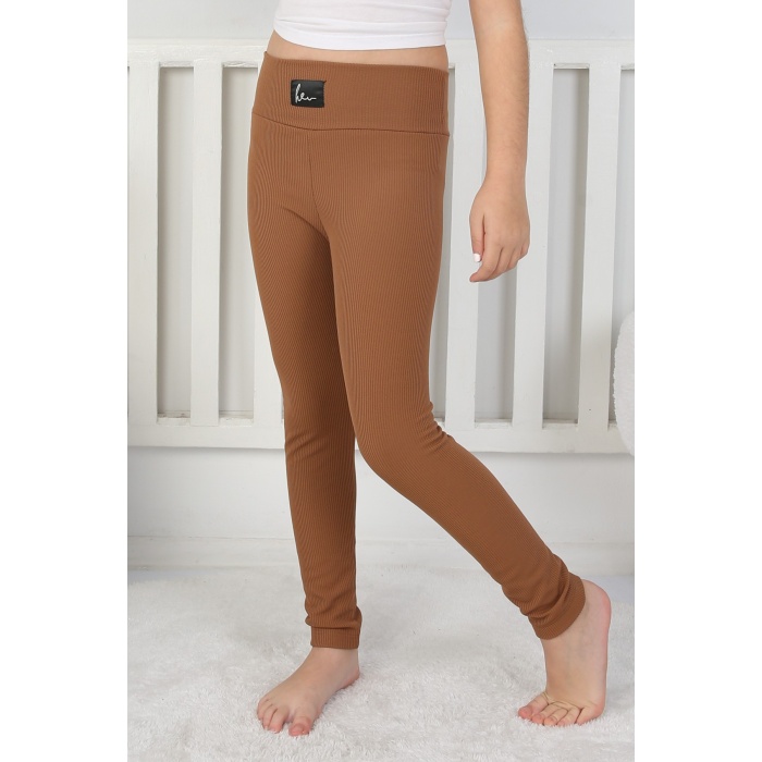 Şardonlu Fitilli Kumaş Arma Detaylı Kız Çocuk Günlük Tayt