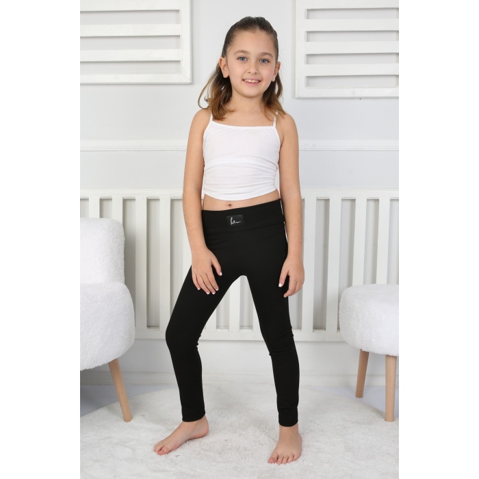 Şardonlu Fitilli Kumaş Arma Detaylı Kız Çocuk Günlük Tayt