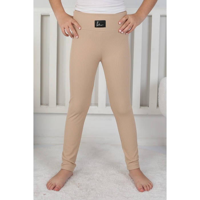 Şardonlu Fitilli Kumaş Arma Detaylı Kız Çocuk Günlük Tayt